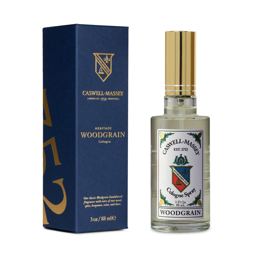 Caswell-Massey Gold Woodgrain Sandalwood Cap Cologne Richly Sensual Santalum Album Mens Cologne With Cedary And Hints Of Citrusy Musk 3 Fl Oz