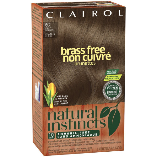 Clairol Natural Instincts, 6C, Castanho Claro Sem Brass