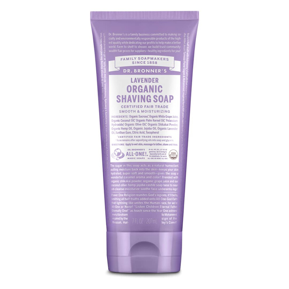 Photos - Hair Removal Cream / Wax Dr. Bronner's - Organic Shaving Soap  - Certified Organic, Sugar and Shikakai Powder, Soothes and Moistur(Lavender, 7 Ounce)
