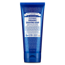 Dr. Bronner's - Jabón de Afeitar Orgánico (Menta, 198 g) - Certificado Orgánico, Azúcar y Polvo de Shikakai