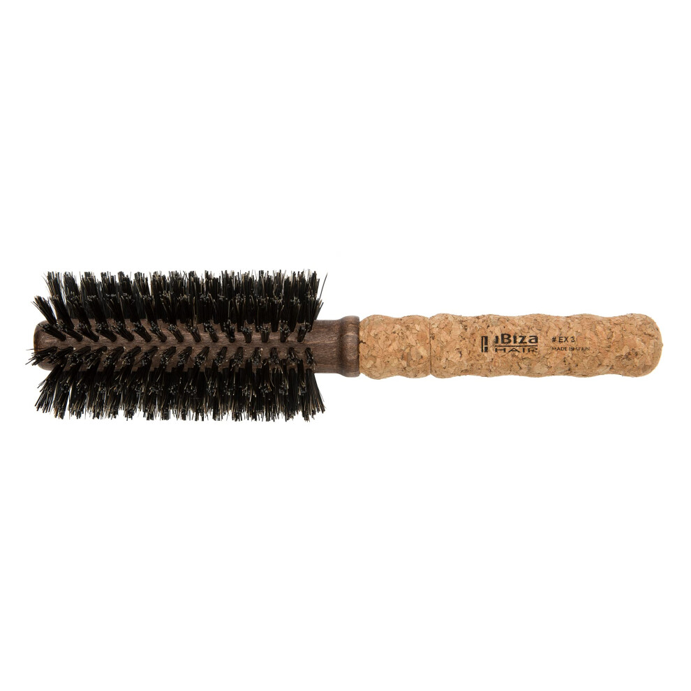 Ibiza Hï¿½R Ibiza Hair Professional Round Boar Hair Brush (Ex3 55Mm) Lightweight With Reinforced Bristles & Cork Handle For Beachy Waves And Curls Add Texture