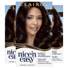 Clairol Nice'n Easy Permanente Haarfarbe, 3 Braun Schwarz, Packung mit 1