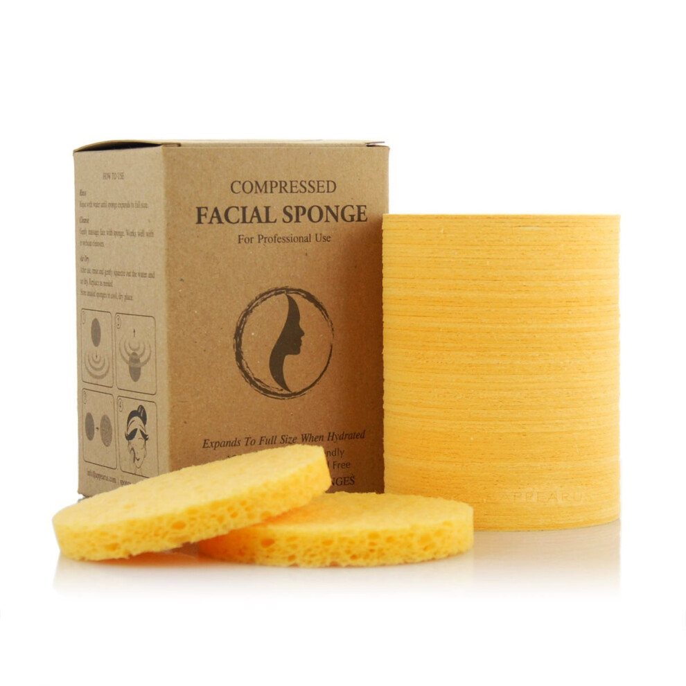 Appearus Facial Sponges - Compressed Natural Cellulose Face Sponge | Made In Usa | Professional Spa Sponges For Face Cleansing Massage Pore Exfoliat