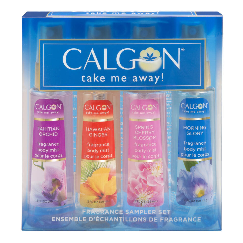 Calgon Take Me Away 4 Pc Gift Set (Refreshing Body Mist 2.0 Oz Of Spring Cherry Blossom Hawaiian Ginger Morning Glory Tahitian Orchid) for Women By 2