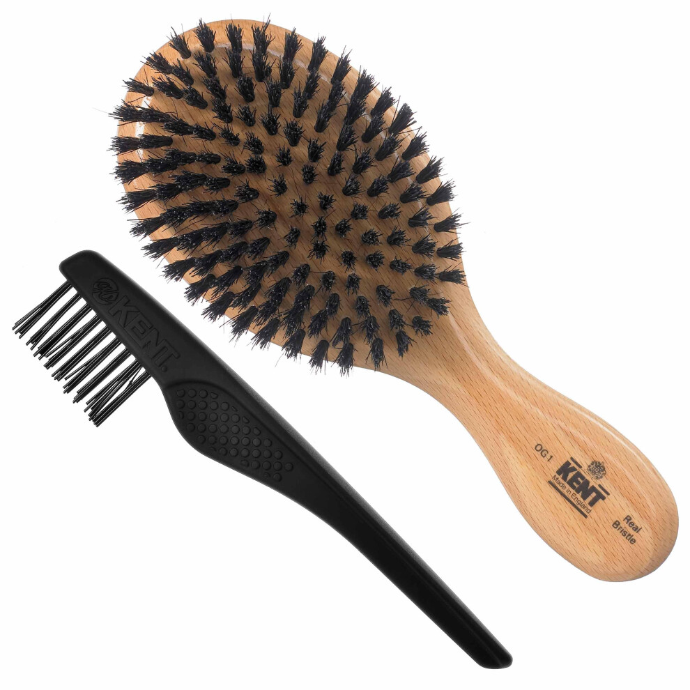 Kent OG1 Mens Hair Brush and Beard Brush  Boar Bristle Hair Brush  Club Hair Brush for Grooming  Scalp Care  and Kent Brush for Beard Straightening
