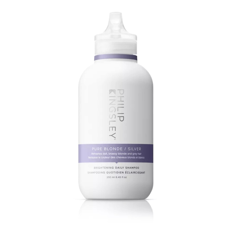 PHILIP KINGSLEY Pure Blonde/Silver Brightening Daily Purple Shampoo for Blonde Gray Silver Brassy Colored Highlighted Bleached Hair Toner for Orange B