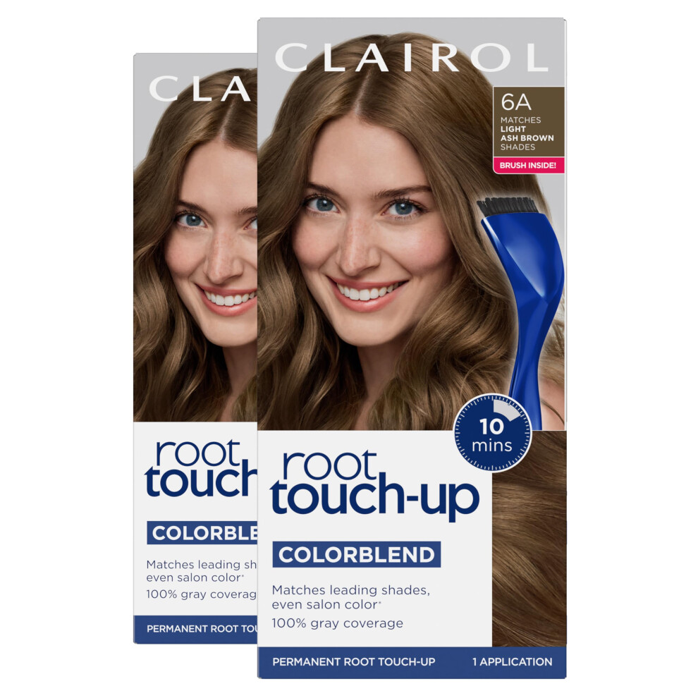 Clairol Root Touch-Up by Nice'n Easy Permanent Hair Dye  6A Light Ash Brown Hair Color  Pack of 2