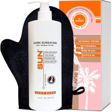 Sun Laboratories von Giesee Dark Sunsation Selbstbruner-Lotion mit Brunungshandschuh  Sehr dunkle, sonnenlose Selbstbrunungslotion. Instant Organ