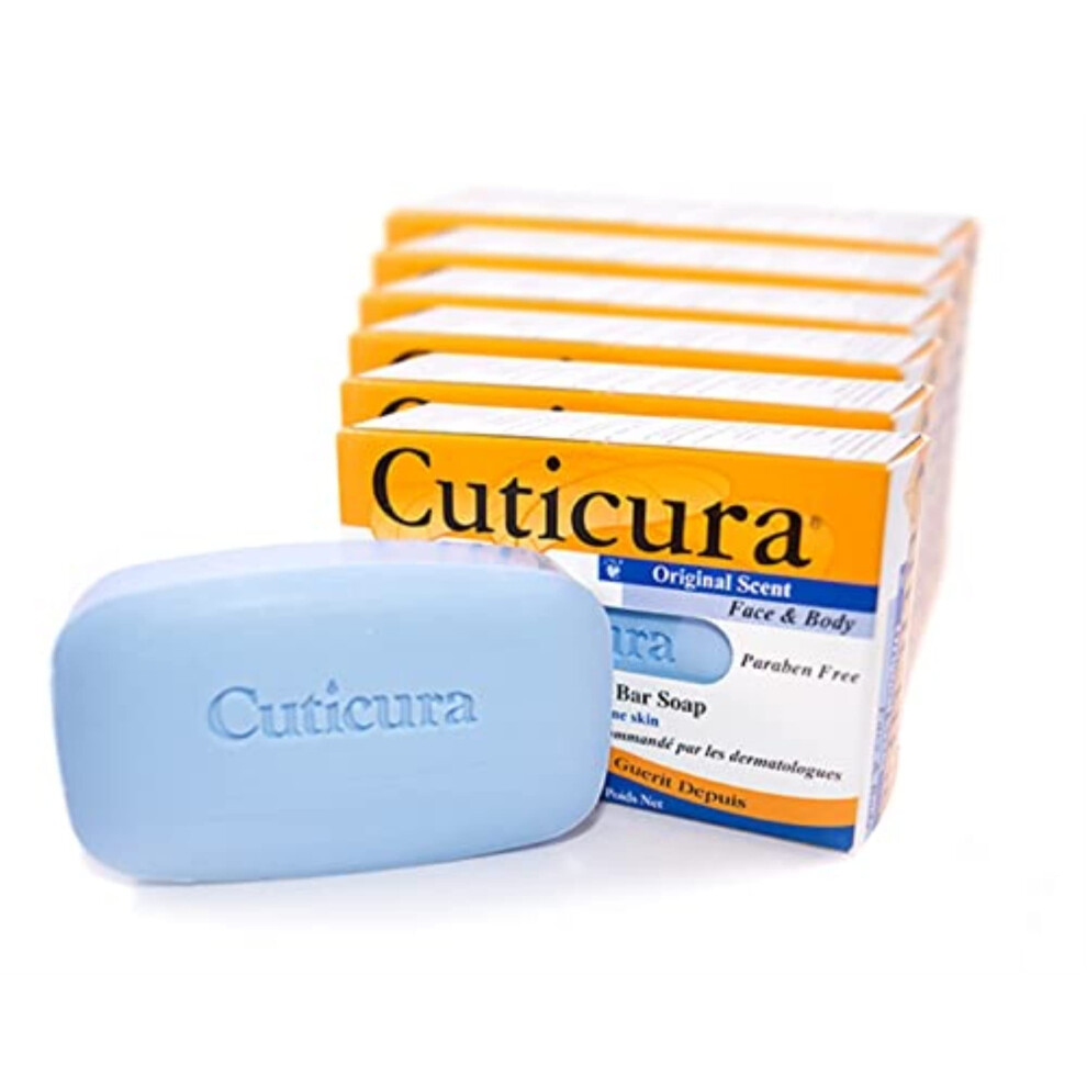 Cuticura Deep Cleansing Face and Body Soap  ORIGINAL - Deep Cleansing Bar Soap for Blemish-Prone Skin 3 oz (Pack of 6)