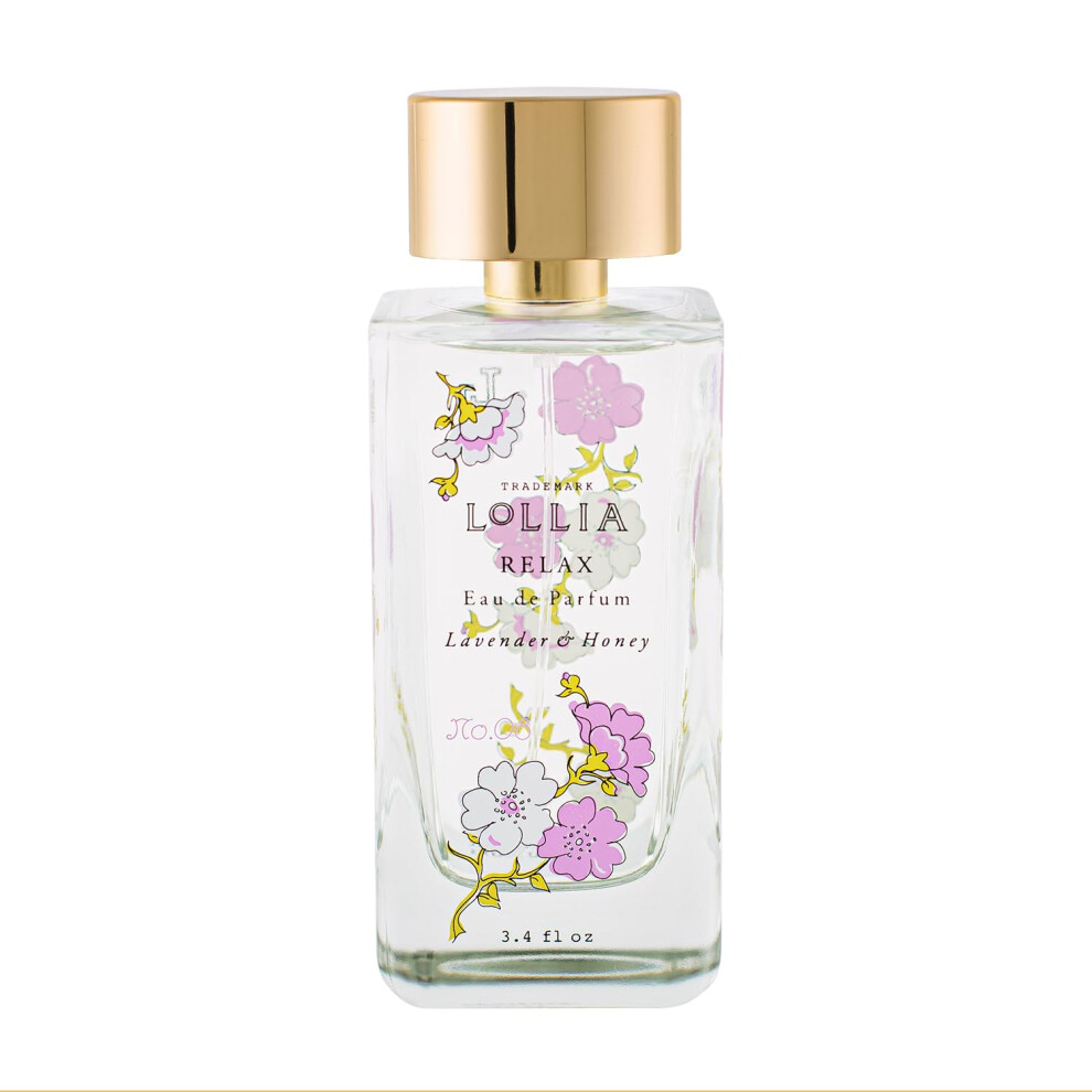 Lollia Lavender/White/Amber Relax Eau De Parfum 3.4 Fl. Oz. - Women's Fragrance With & Honey Orchids Indian & Tahitian Vanilla