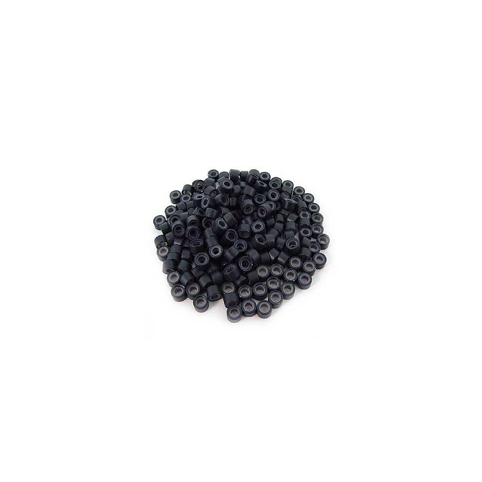 Mega Made Inc Unisex Black 200 Pcs 5Mm Color Silicone Lined Micro Rings Links Beads For I Bond Stick Tip Feather Hair Extensions
