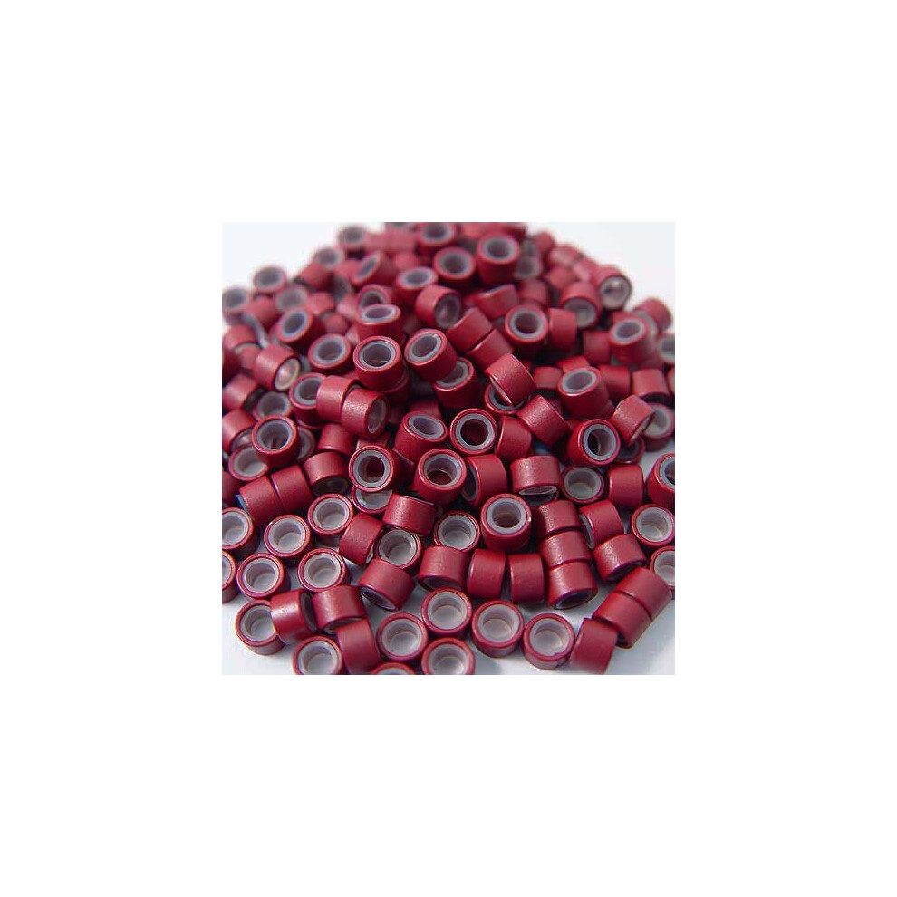 Mega Fez Inc Unisex Red 200 Pcs 5Mm Burgundy Color Silicone Lined Micro Rings Links Beads For I Bond Stick Tip Feather Hair Extensions