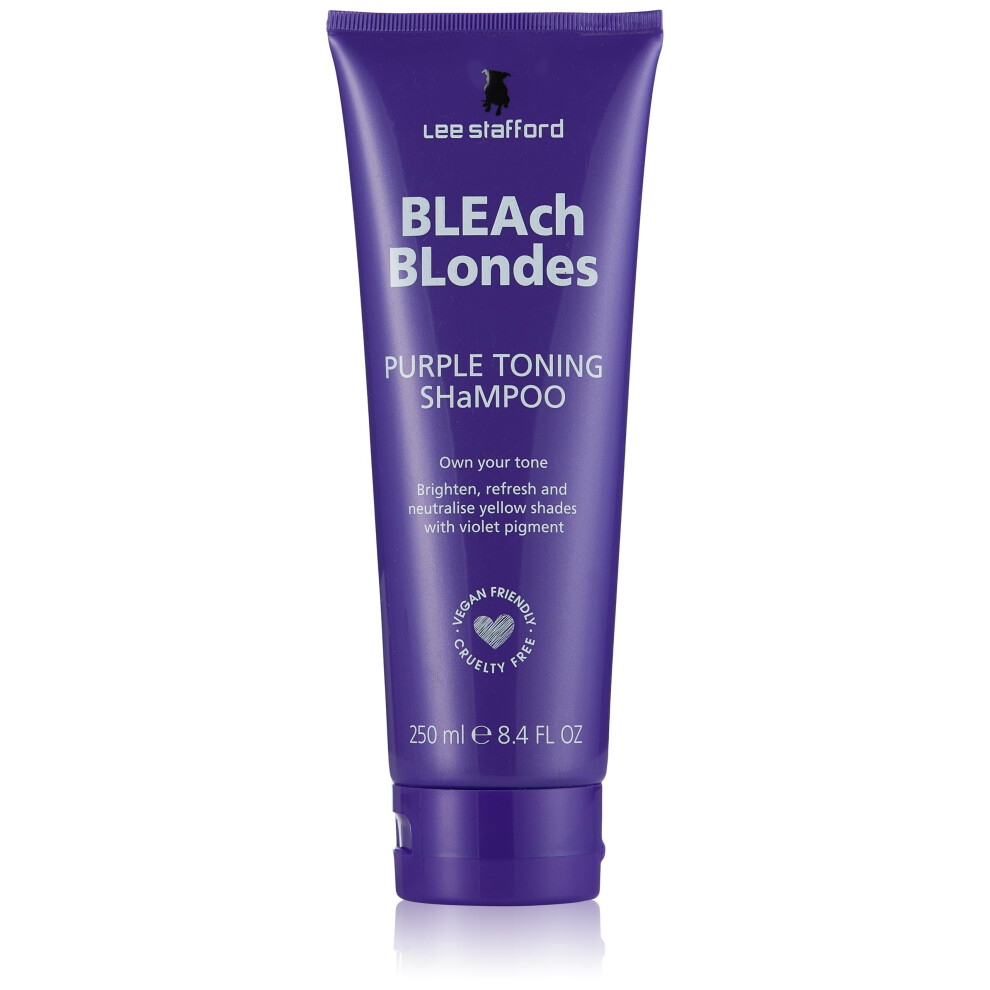 Lee Stafford Bleach Blondes Purple Shampoo for Blonde Hairs | 500ml Neutralizes Brass & Yellow Tones | For Coloured  Silver  Gray & Highlighted Hair C