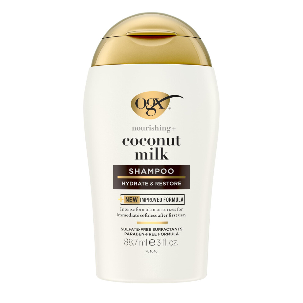 OGX Nourishing + Coconut Milk Moisturizing Shampoo  Hydrating & Restoring Shampoo Moisturizes for Soft Hair After the First Use  Paraben-Free  Travel