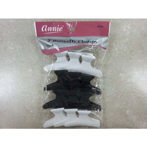 Annie 3"""" Butterfly Clamps 12pc (sort & hvid)