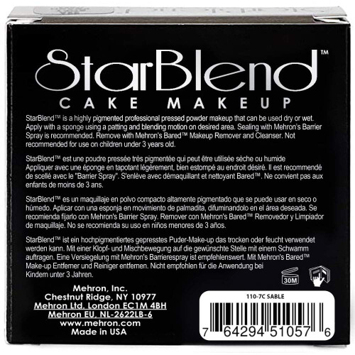 Mehron Makeup StarBlend Cake Makeup | Υγρή/Ξηρή Πιεσμένη Πούδρα Προσώπου | Σαμπλέ Καφέ Χρώμα 2 oz (56g) 2