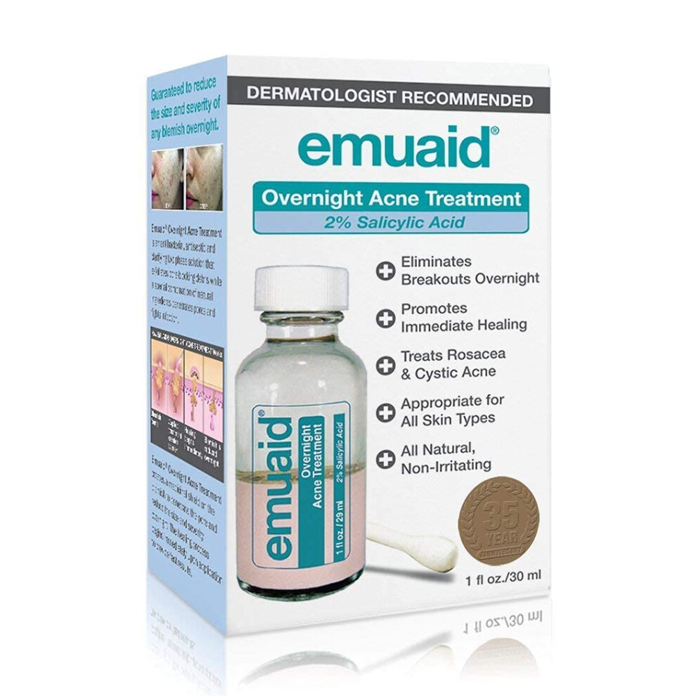 Emuaid Overnight Acne Treatment 1Oz For Stubborn Blemishes, Blackheads, Cystic Acne, And Rosacea