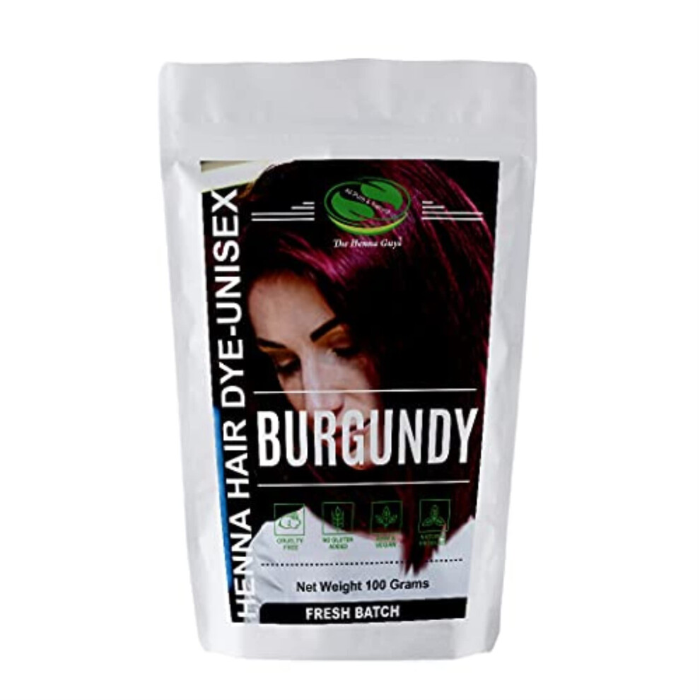 The Henna Guys Henna Hair & Beard Dye - 100% Natural & Chemical Free - (3.52 Ounce (Pack Of 1), Burgundy)