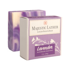 Majestic Lather Lavender Luxury Handmade Bar Soap for Face & Body - Gentle Skin Soothing Moisturizing and Nourishing. Vegan & Cruelty Free. Natu