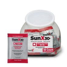 CoreTex Sun X 30+ SPF Broad Spectrum Sunscreen Packets - Fishbowl Pack of 50 Paraben Oxybenzone Octinoxate & Oil Free Sunscreen - No White Cast and