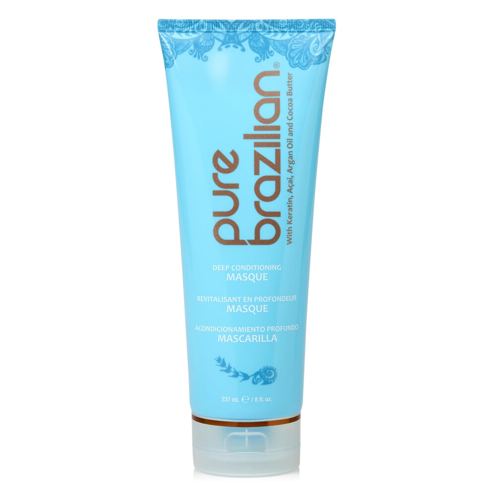 Pure Brazilian Deep Conditioning Masque - Deep Conditioner Hair Treatment With Brazilian Keratin Acai And Arginine - 8 Fl Oz