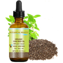 CHIA SEED OIL 100% Pure Natural Virgin Unrefined Cold-Pressed Carrier Oil 0.5 Fl oz 15 ml for Face  Skin  Body  Hair  Lip  Nails. Rich in Vitamin E by