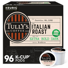 Tully's Coffee Italian Roast Keurig kapsuly na jednu porciu, tmavo pra en k va, 96 kusov (4 balenia po 24)