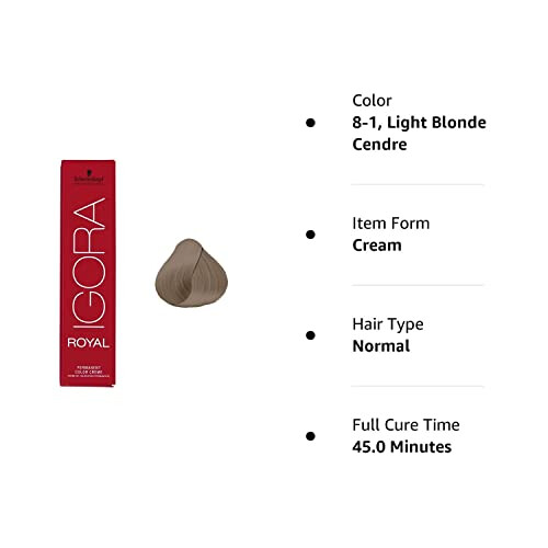 Schwarzkopf Schwarzkopf Professional Igora Royal Μόνιμη Βαφή Μαλλιών 8-1 Ξανθό Ανοιχτό Σεντρ 60ml 2