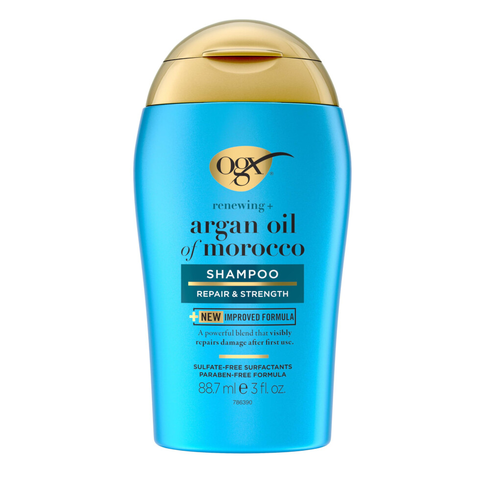 OGX Renewing + Argan Oil of Morocco Shampoo  Damage Repairing Shampoo & Argan Oil to Cleanse & Help Strengthen & Repair Damaged Hair  Travel Size  TSA