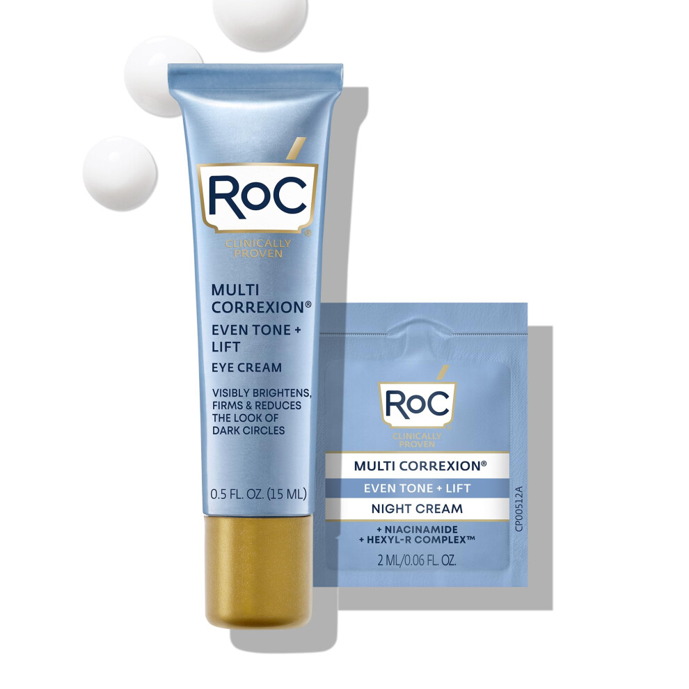 RoC Multi Correxion 5 in 1 Anti-Aging Eye Cream for Puffiness  Under Eye Bags & Dark Circles  Skin Care Treatment with Shea Butter  (.5 oz) with Night