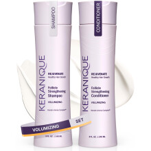 Keranique Volumizing Shampoo and Conditioner Set for Hair Repair and Growth with Biotin and Keratin for Women Thinning Hair Formula 8 Fl Oz Eac