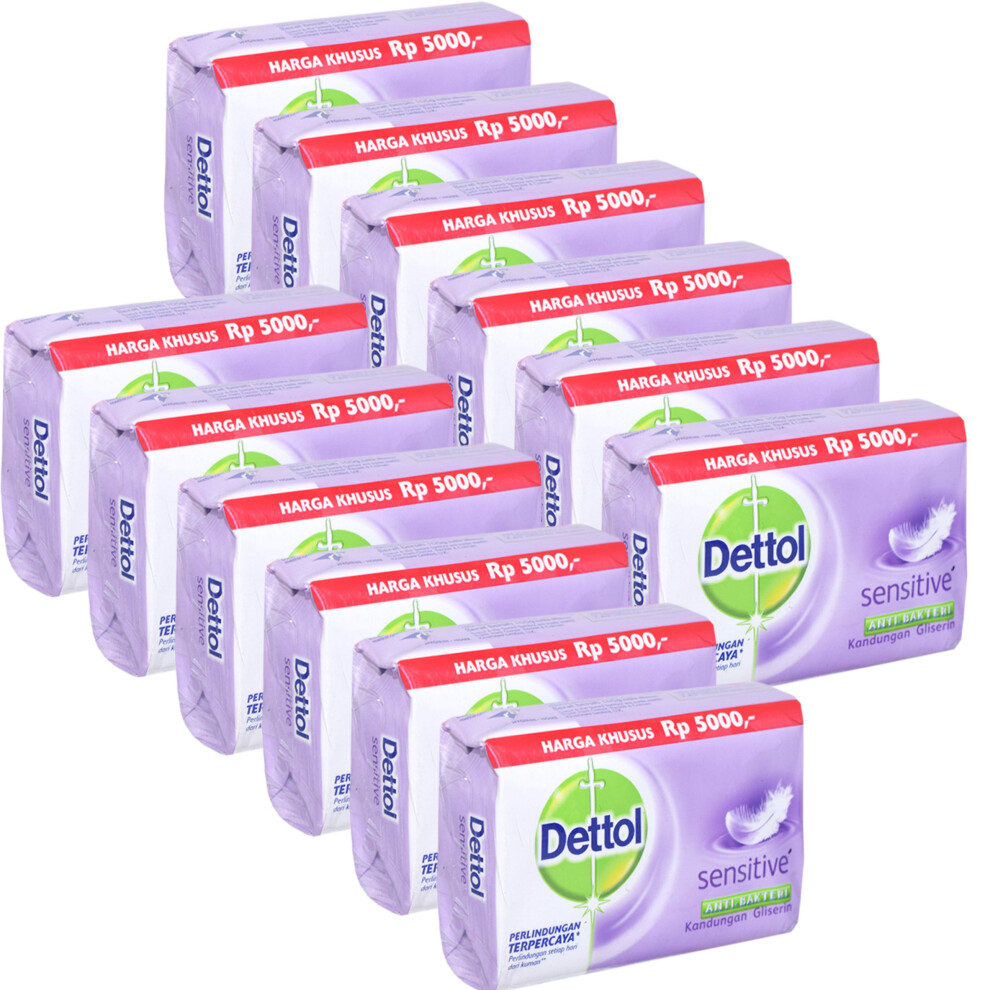 Dettol Anti-Bacterial Hand and Body Bar Soap  Sensitive  110 Gr / 3.88 Oz (Pack of 12)