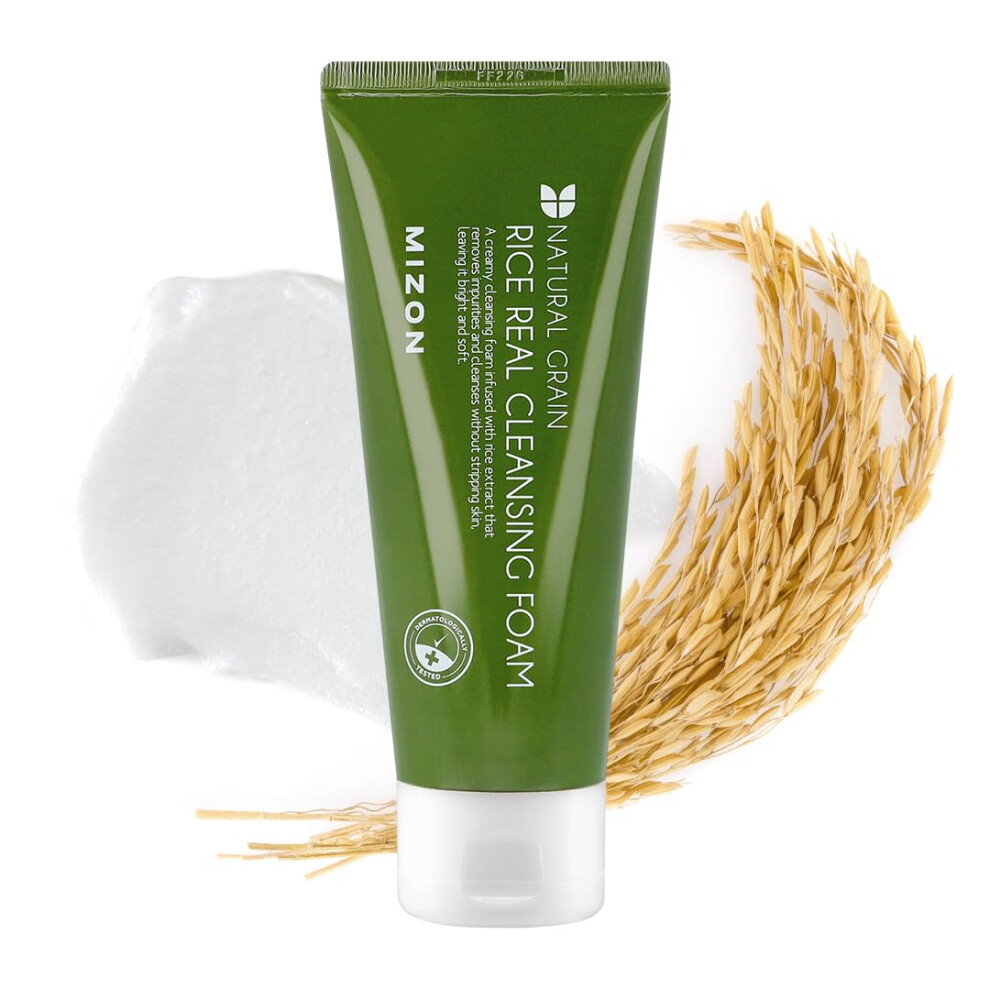 Mizon Rice Real Cleansing Foam Remove Dead Skin Hydrating Soothing Moisturizing Tone Correction Korean Skincare (150Ml 5.07 Fl Oz)