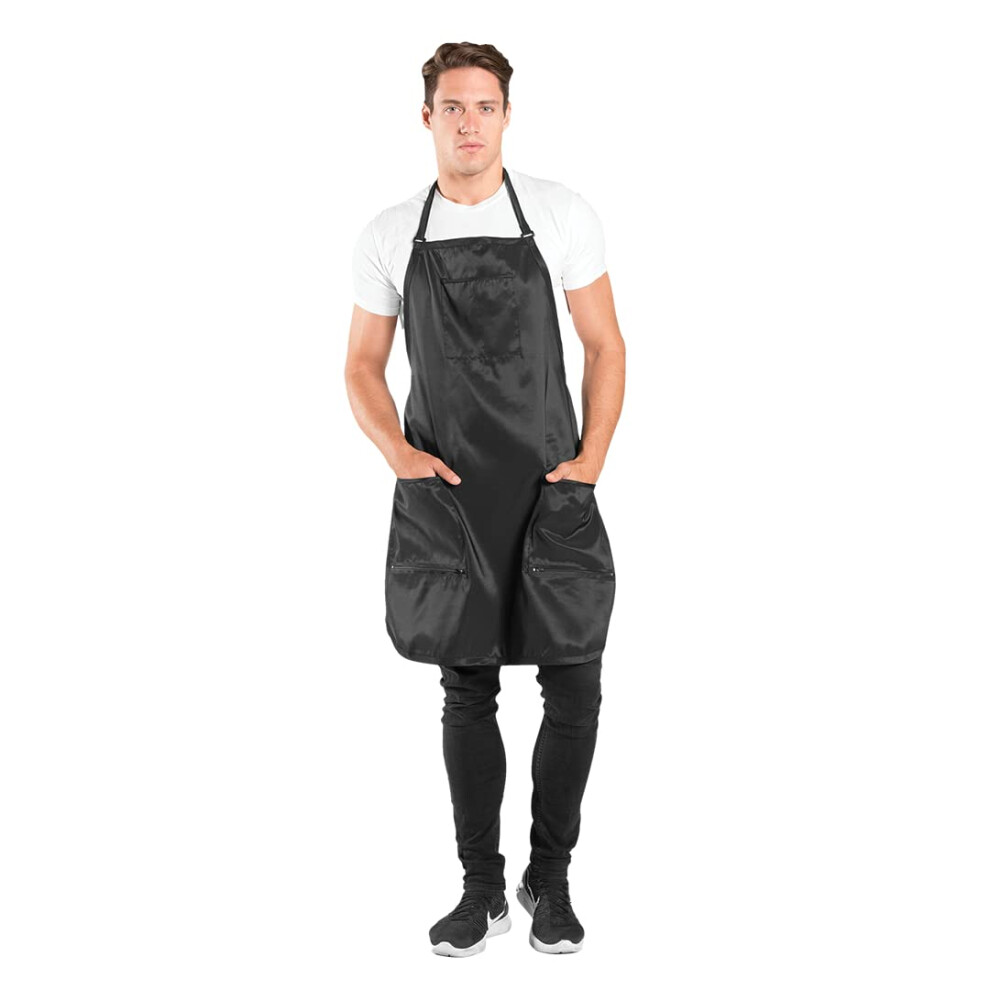 Betty Dain Premier Barber Apron Water Resistant Ultra Lightweight Crinkle Antron Nylon Repels Hair Pockets With Zippered Bottoms Multi-Compartmen 013534991874