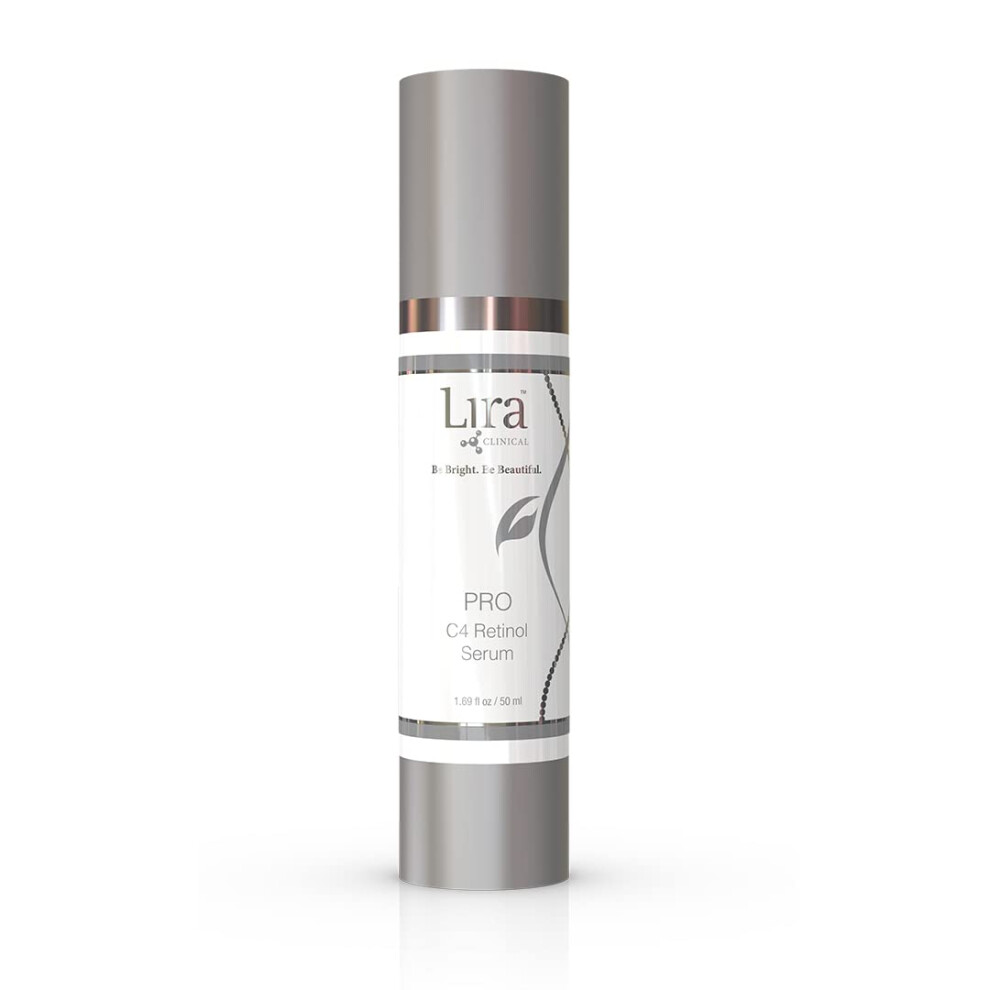 Lira Clinical Pro C4 Retinol Serum - Face Serum With Plant Stem Cells - Vitamin C Brightening Serum With Licorice And Olive Extract - 1.69 Ounce