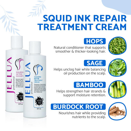 Jellua Squidink Active Σαμπουάν και Κρέμα Θεραπείας Επανόρθωσης 8.0 Oz Duo 2