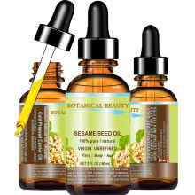 SESAML, 100 % reines, natrliches, unraffiniertes, unverdnntes, kaltgepresstes Trgerl fr Gesicht, Haut, Krper, Haare, Massage, Ngel. 2 Fl. oz