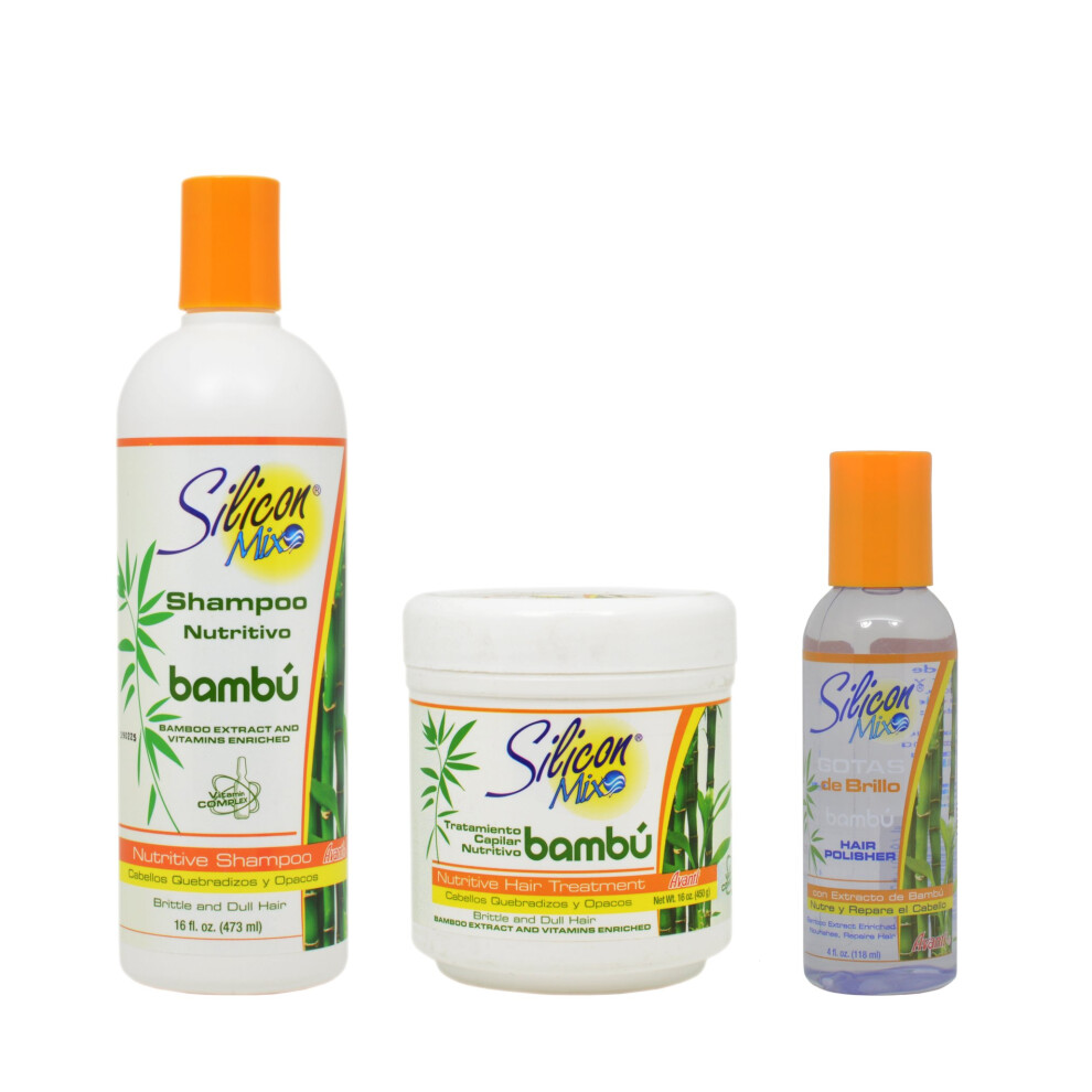 Mix De Sil Cio Silicon Mix Bambu Shampoo 16Oz & Treatment 8Oz & Polisher 4Oz """"Set""""