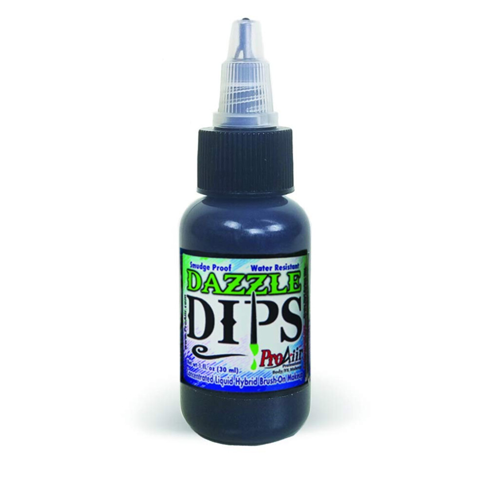 Face Painting Makeup - ProAiir Waterproof Brush On Dazzle DIPS - 1 oz (30ml) Black