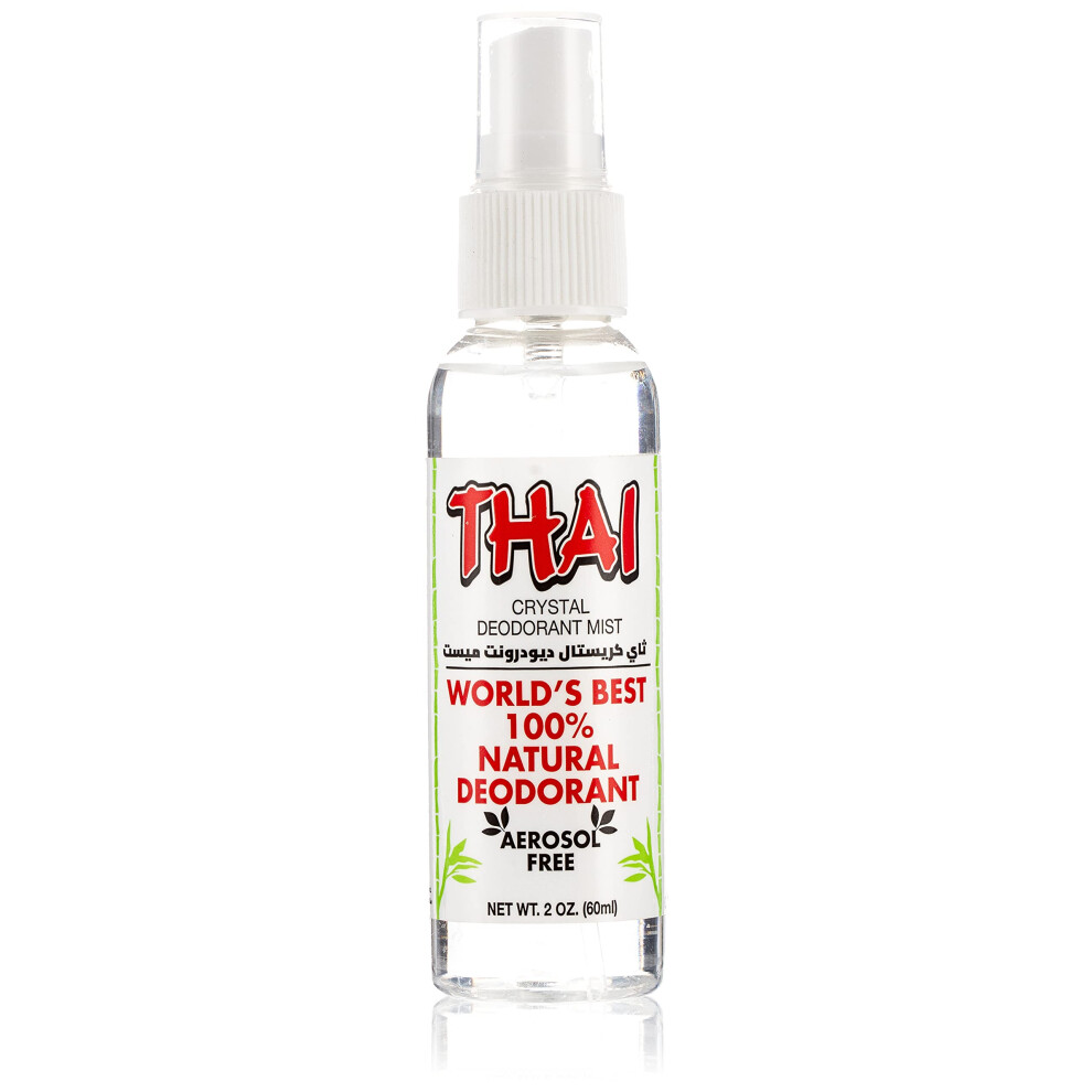 Thajsk Dezodoracn Kamen Thai Travel Sized Crystal Mist Deodorant Body Spray, Unscented, 2 Fluid Ounce