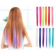 OneDor 23 Inch Colored Party Highlights Straight Hair Clip Extensions. Heat-Resistant Synthetic Hair Extensions in Multiple Colors (Full Color Set 12