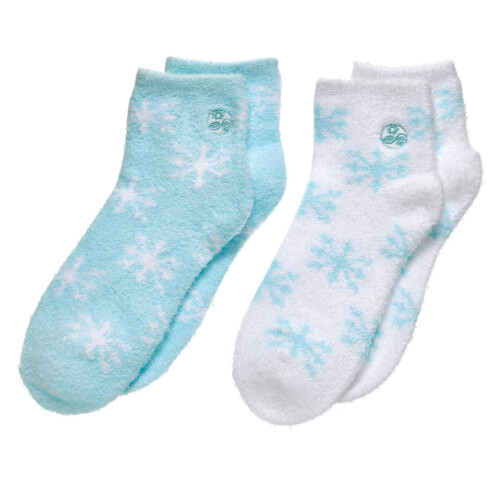 Κάλτσες Earth Therapeutics Thera-Soft με Αλόη/Βιταμίνη E, Baby Blue/Χιονονιφάδες: 2 ζευγάρια 2