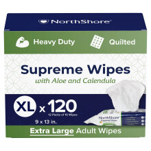 NorthShore Supreme Heavy-Duty Quilted Wipes X-Large Travel Packs Case/120 (12/10s)