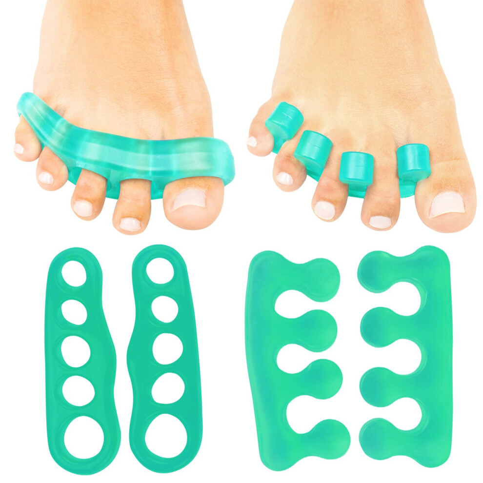 Vivesole Toe Separators For Men & Women Medium (2 Pairs) - Silicone Gel Spreaders - Therapeutic Spa Stretchers For Plantar Fasciitis, Bunions, Overlap