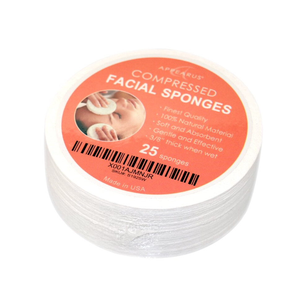 Appearus Facial Sponges - Compressed Natural Cellulose Face Sponge | Made In Usa | Professional Spa Sponges For Face Cleansing Massage Pore Exfoliat