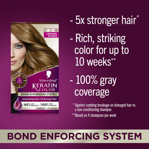 Schwarzkopf Schwarzkopf Keratin Color Permanent Hårfärg, 7.5 Karamellblond 2