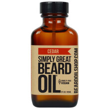 Simply Great Beard Oil - CEDAR-duftende - Julegaver - Str?mpestoppere - Sk?gbalsam - 3 Oz - Nem applikator - Naturlig - Vegansk og grusomhedsfri