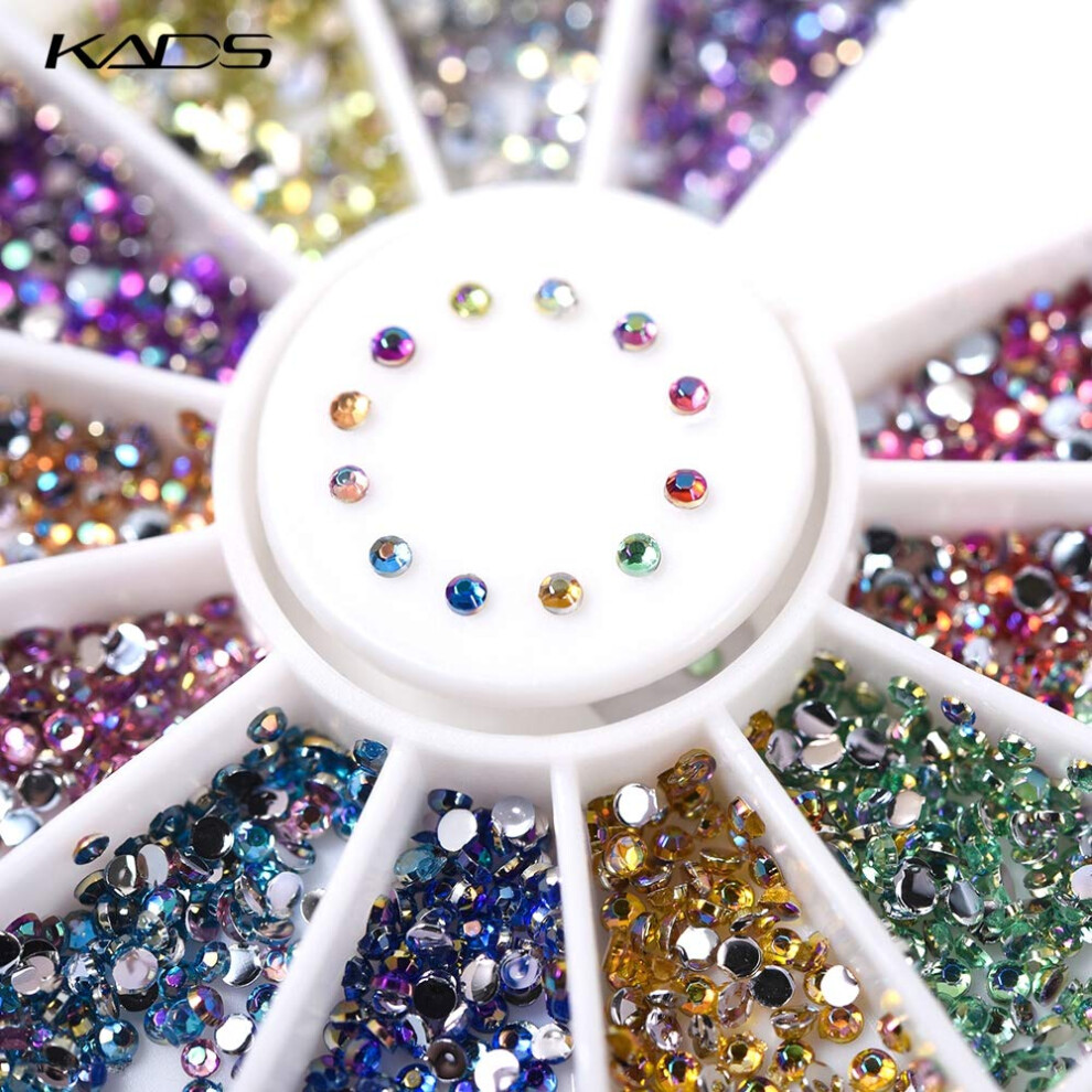 Kads Rhinestones 12 Ab Colors 600 Pcs Nail Art Decorations Valentine's Day Crystal Glitters Rhinestones Acrylic Tips Manicure Decoration For Nail Tool