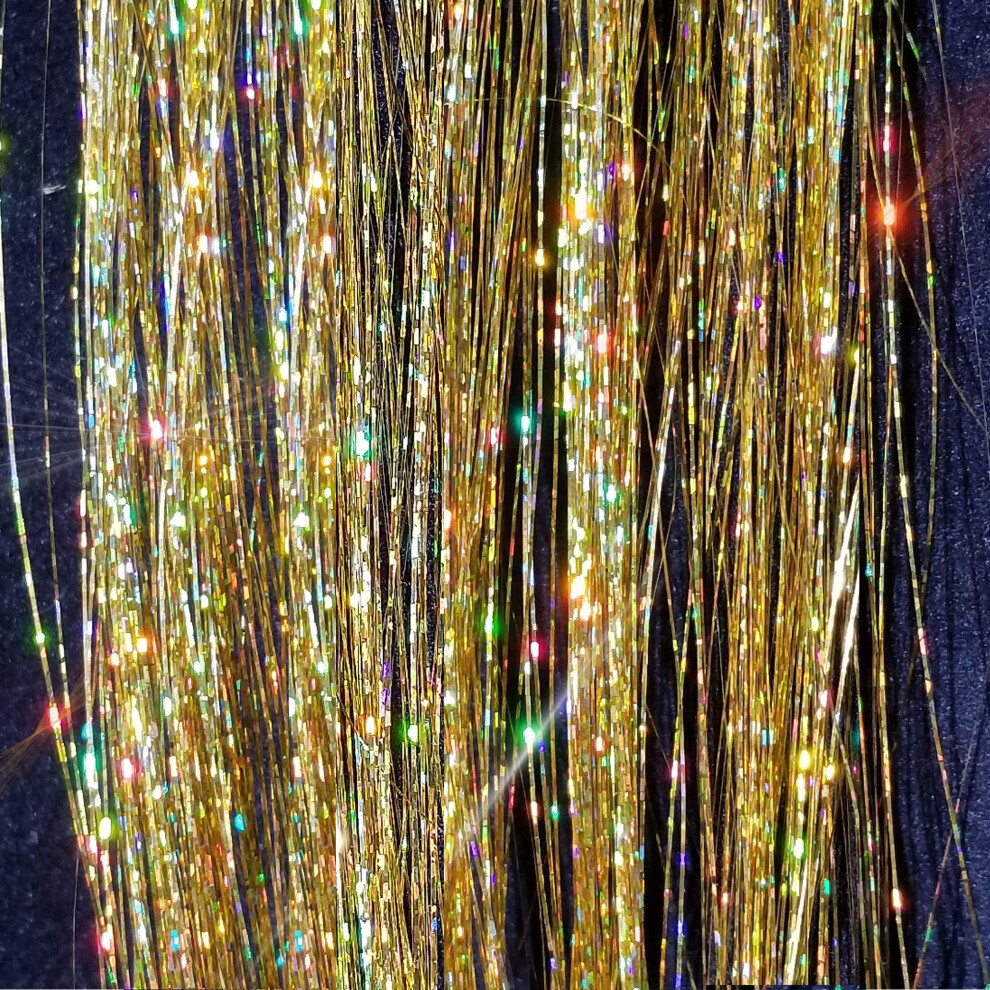 Slecna 40" Hair Tinsel 100 Strands - Sparkling Gold /Spof100