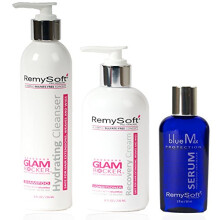RemySoft Glam Rocker-systeem - Veilig voor haarextensies, weefsels en pruiken - Salonformule Shampoo Conditioner & Serum - Zacht sulfaatvrij schuim
